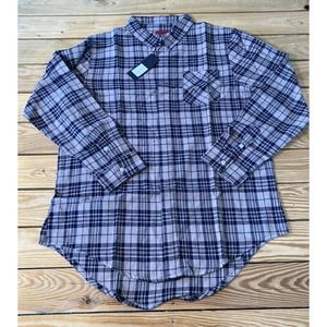 NWT Killion Plaid Long Sleeve Shirt Size Large Men’s Blue Tan Button Up